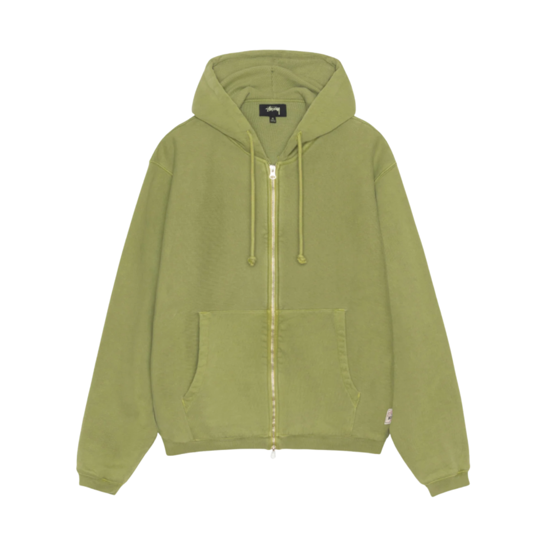 스투시 와플 라인드 집 후드 그린