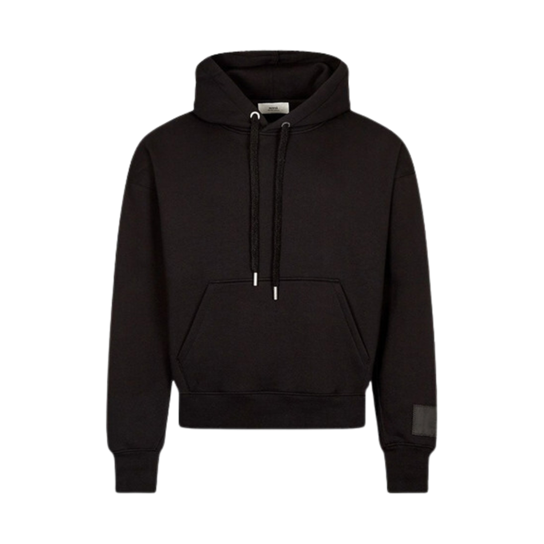 아미 로고 패치 슬리브 코튼 후드 블랙(AMI Logo Patch Sleeve Cotton Hoodie Black) - 1