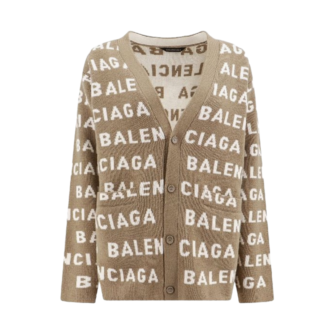 발렌시아가 올오버 로고 가디건 베이지