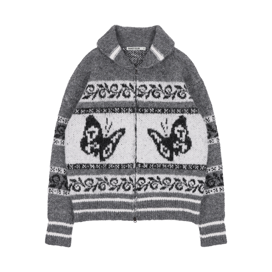 팬시클럽 페페 코위찬 니트 집업 그레이