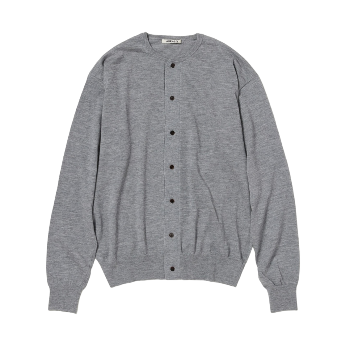 A24SC01CT Auralee Cashmere Hard Twist Knit Cardigan Top Gray