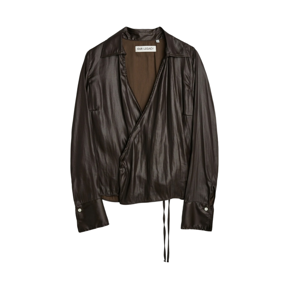 (W) 아워레가시 랩 셔츠 글레이즈드 브라운 리퀴드 폴리((W) Our Legacy Wrap Shirt Glazed Brown Liquid Poly) - 1