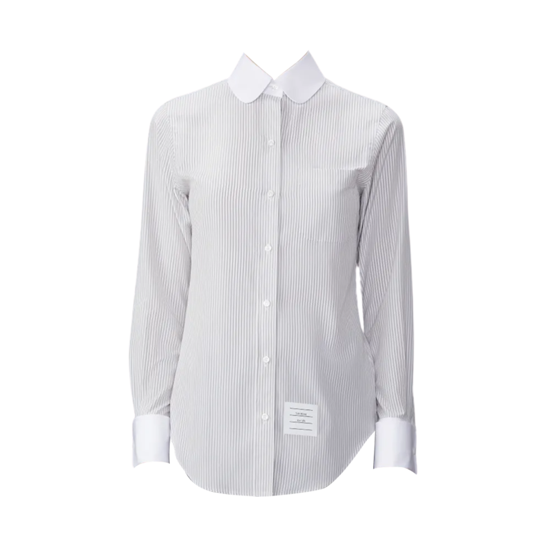 FLL187C-F0743-035 (W) Thom Browne University Stripe Cotton Silk Round Collar Shirt White