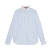 Gucci Striped Viscose Blend Shirt White Light Blue