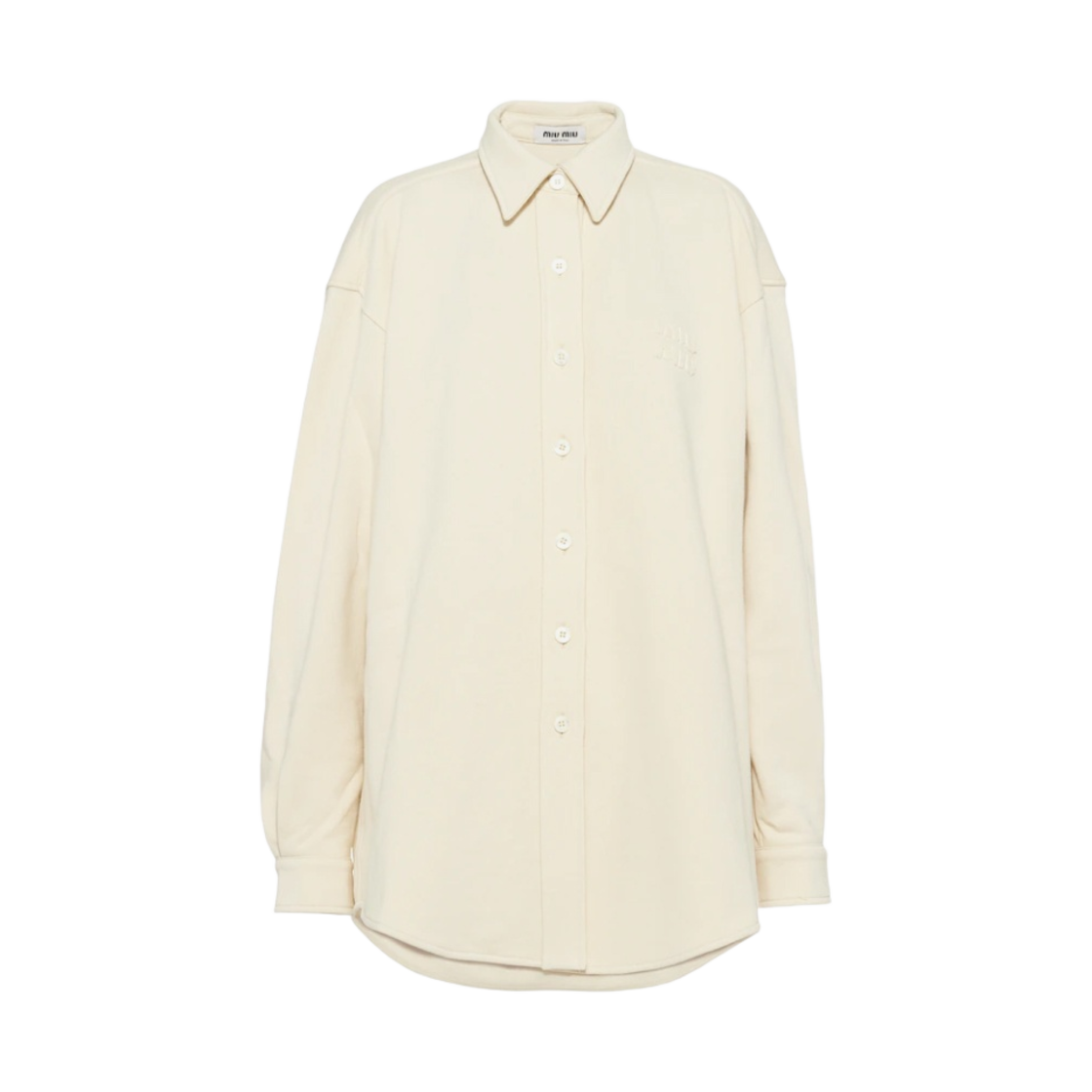 (W) 미우 미우 자수 로고 오버사이즈 코튼 셔츠 아이보리