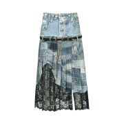 [KREAM 단독] ADSB Andersson Bell Women All-Denim Printed Pleats Skirt Blue