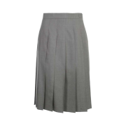 (W) Thom Browne Super 120 Twill Below The Knee Pleated Skirt Medium Grey