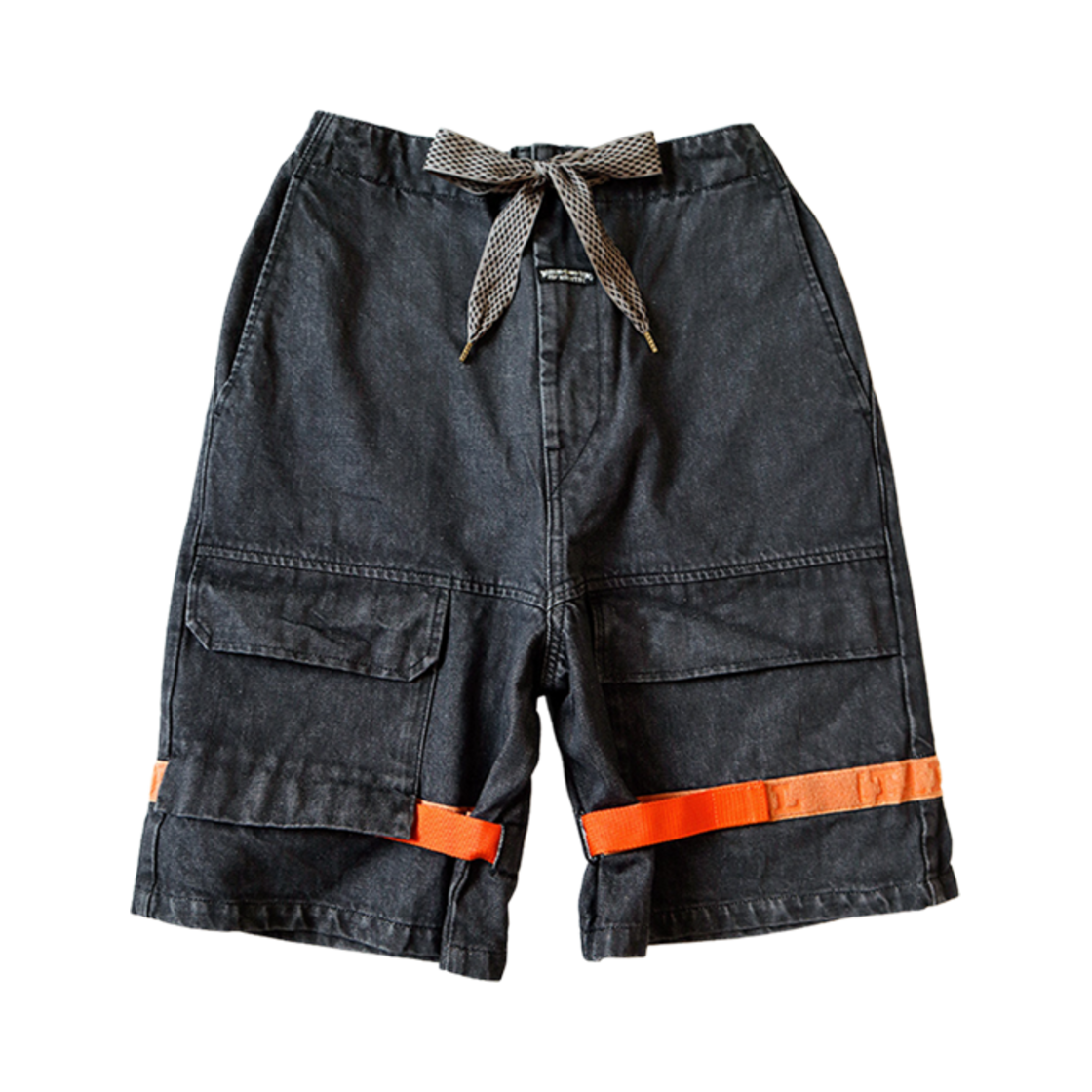 K2405SP203 Kapital 14 oz. Black Denim Nouvelle Shuttle Shorts Processing