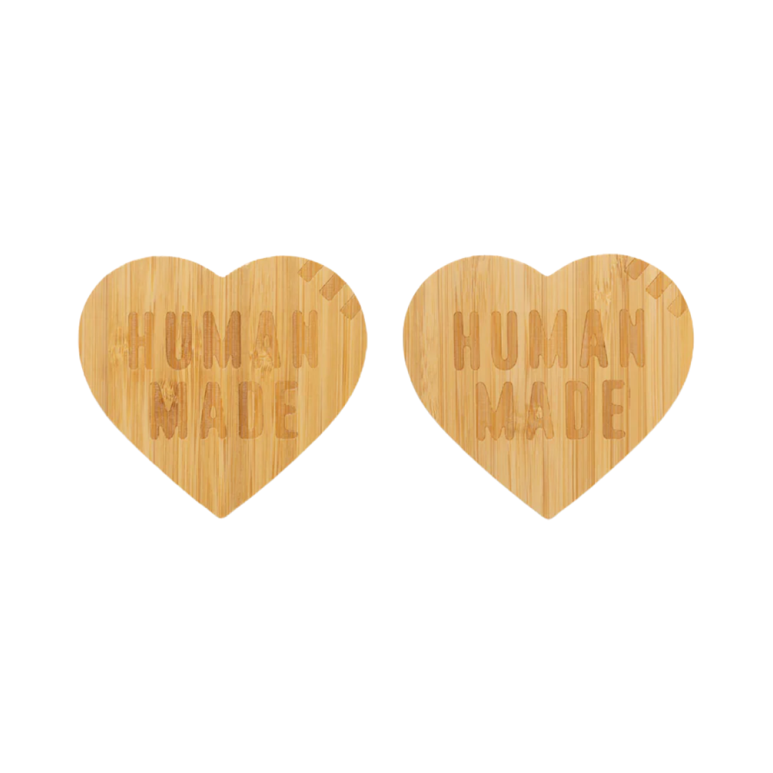 HM29GD084 Human Made Heart Bamboo Coaster Beige (Set of 2)