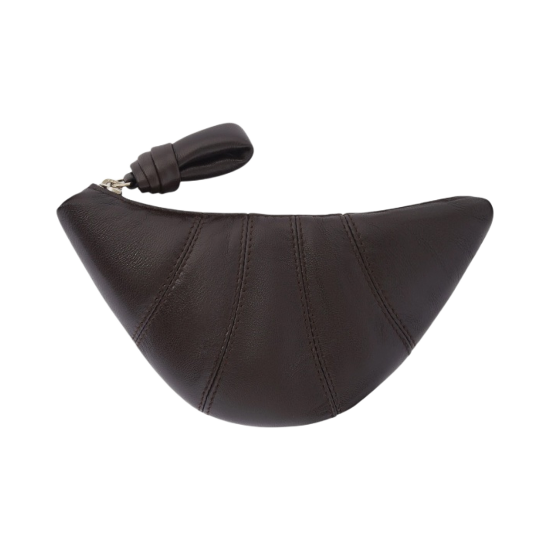 AC341-LL095-490 Lemaire Croissant Coin Purse Soft Nappa Leather Dark Chocolate
