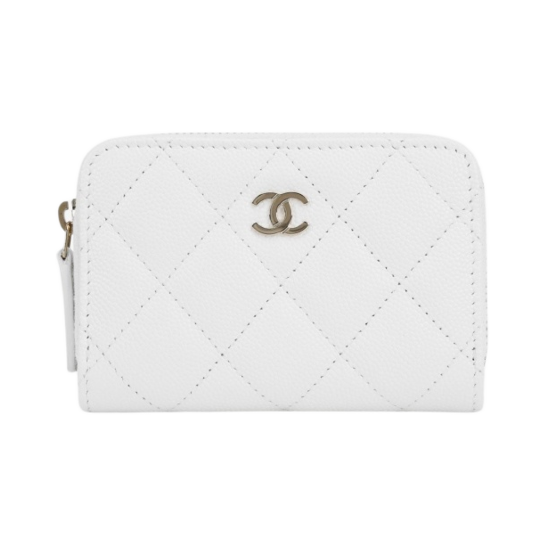 샤넬 클래식 지퍼 동전 지갑 그레인드 샤이니 카프스킨 & 골드 메탈 화이트(Chanel Classic Zipped Coin Purse Grained Shiny Calfskin & Gold White)