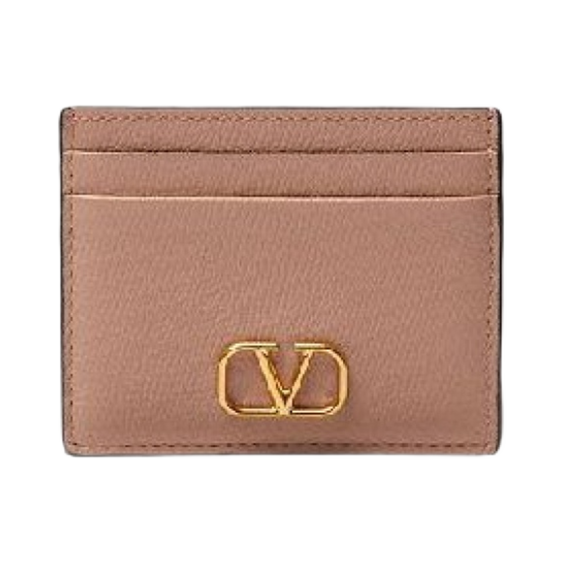 P0V32SNPGF9 Valentino Vlogo Signature Grainy Calfskin Card Holder Rose Cannelle
