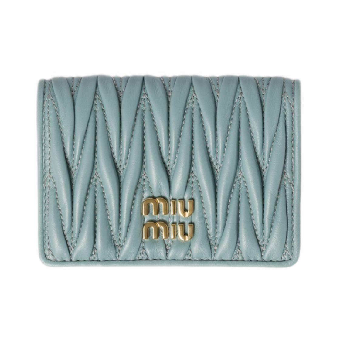 5MC103-AFPP-F0035 Miu Miu Matelasse Nappa Leather Card Holder Marigold