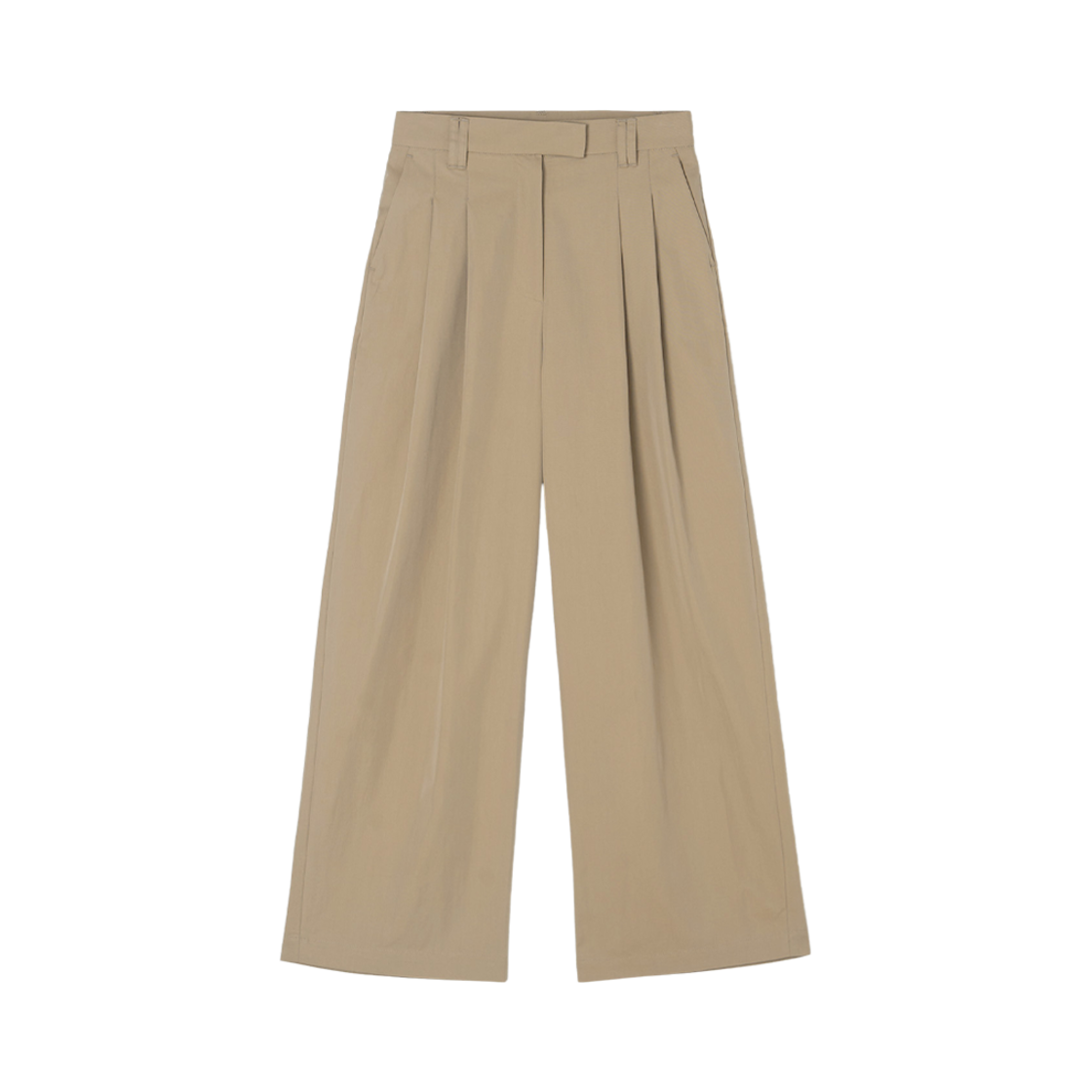 - (W) Aviemuah Cotton Nylon Wide Leg Trousers Beige