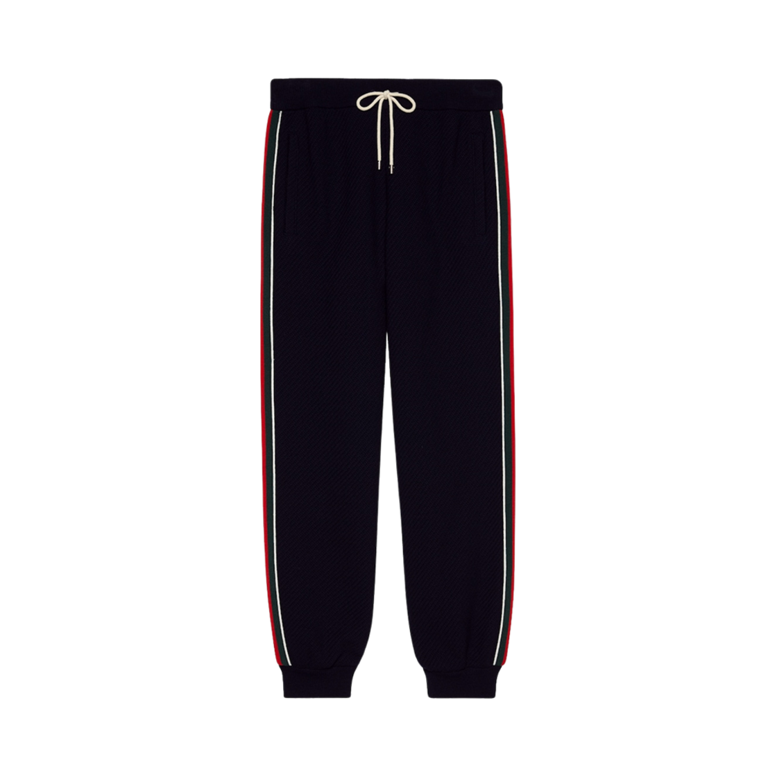 673329-XJDUW-4548 Gucci Wool Jersey Track Bottoms with Web Blue