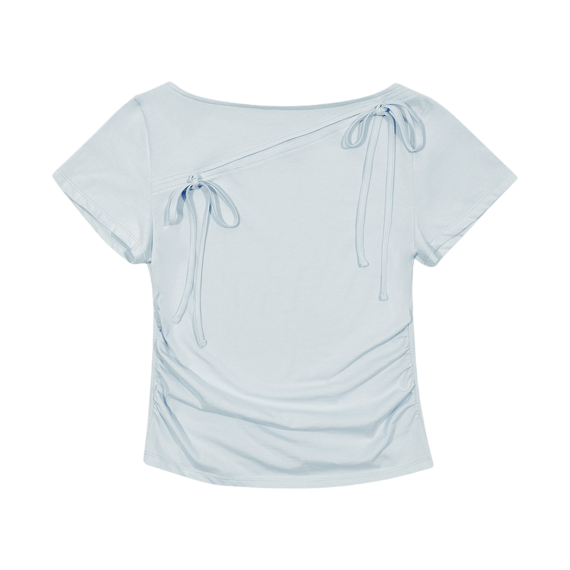 MF2436TS005MLBFR Margarin Fingers Ribbon Cutout T Shirt Light Blue - 대표 이미지 #1