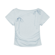Margarin Fingers Ribbon Cutout T Shirt Light Blue