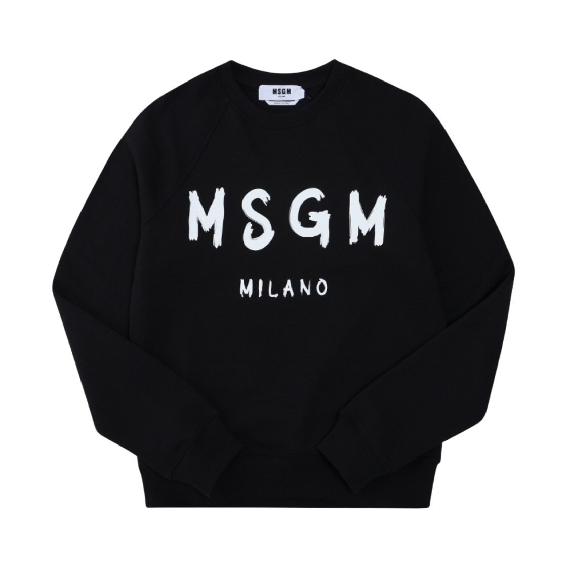 (W) 엠에스지엠 브러쉬드 로고 코튼 크루넥 스웨트셔츠 블랙