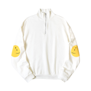 Kapital 30-Fleece Half Zip Sweatshirt Rainbowy Patch White