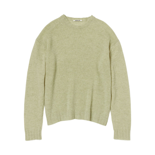 Auralee Shetland Wool Cashmere Knit P/O Yellow Green