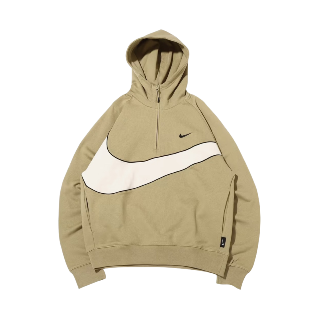 나이키 스우시 하프 집 플리스 후드 뉴트럴 올리브 라이트 본 - 아시아(Nike Swoosh Half Zip Fleece Hoodie Neutral Olive Light Bone - Asia) - 1