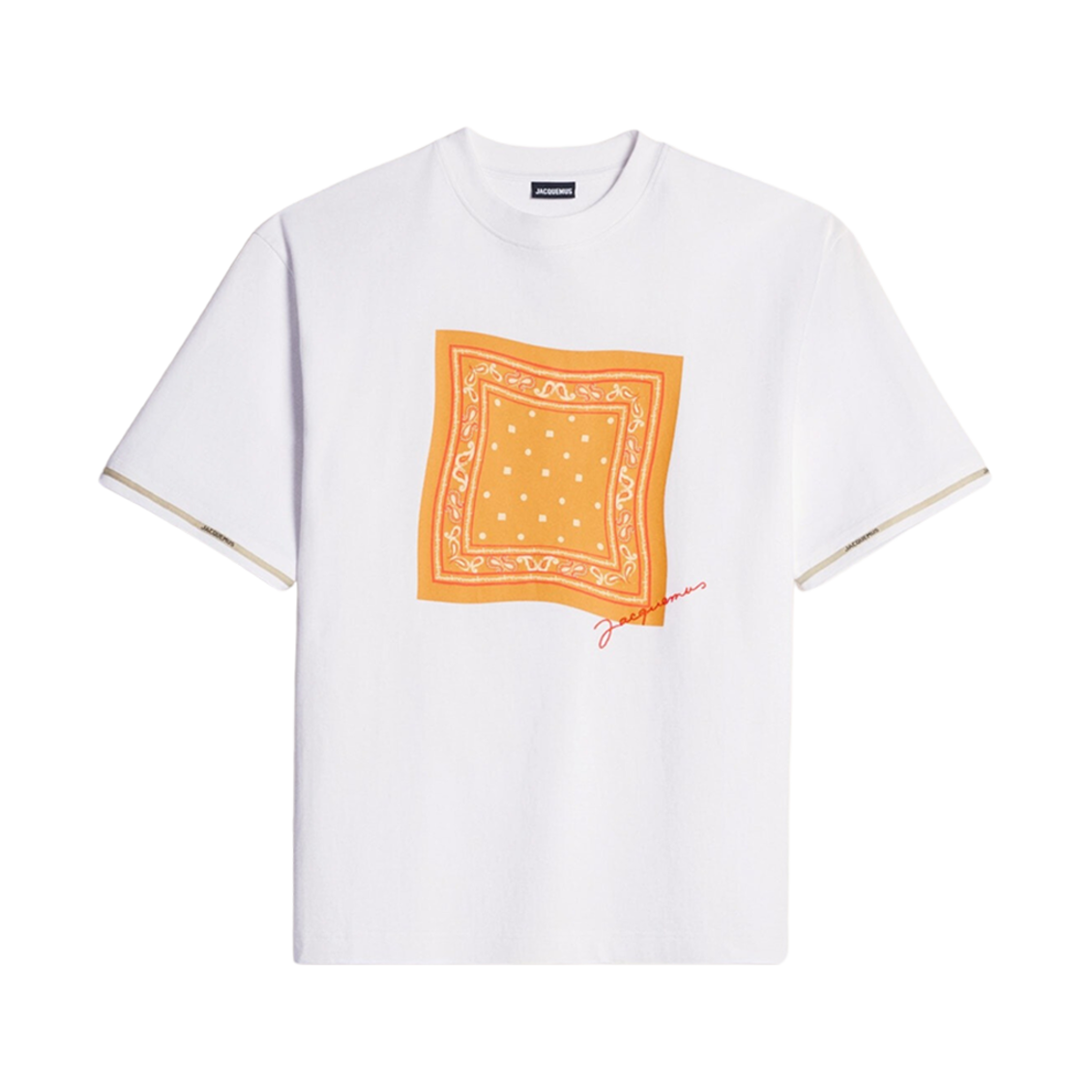 자크뮈스 르 티셔츠 토알라 반다나 로고 티셔츠 프린트 반다나 화이트(Jacquemus Le T-Shirt Toalha Bandana Logo T-Shirt Print Bandana White) - 1