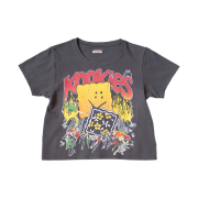 (W) Kapital 20 Jersey Cropped T-Shirt Buster Peckish Bowy Pt Ink Black
