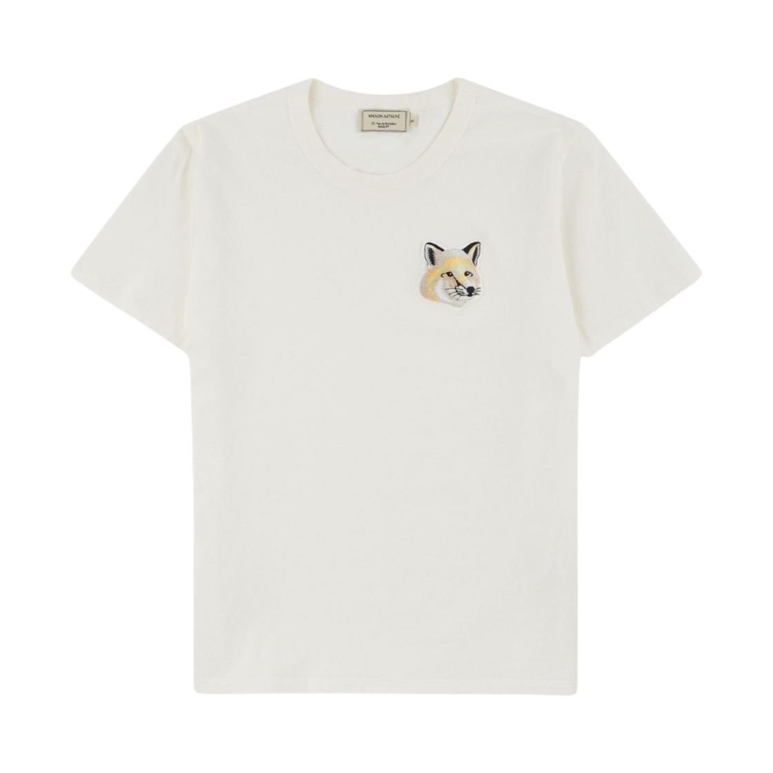 (W) 메종 키츠네 빅 파스텔 폭스 헤드 자수 티셔츠 오프 화이트((W) Maison Kitsune Big Pastel Fox Head Embroidered T-Shirt Beige) - 1