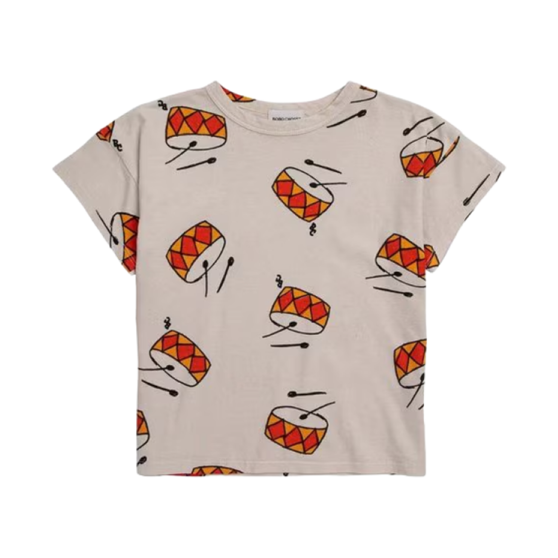 124AC007 (Kids) Bobo Choses Play The Drum All Over T-Shirt Beige