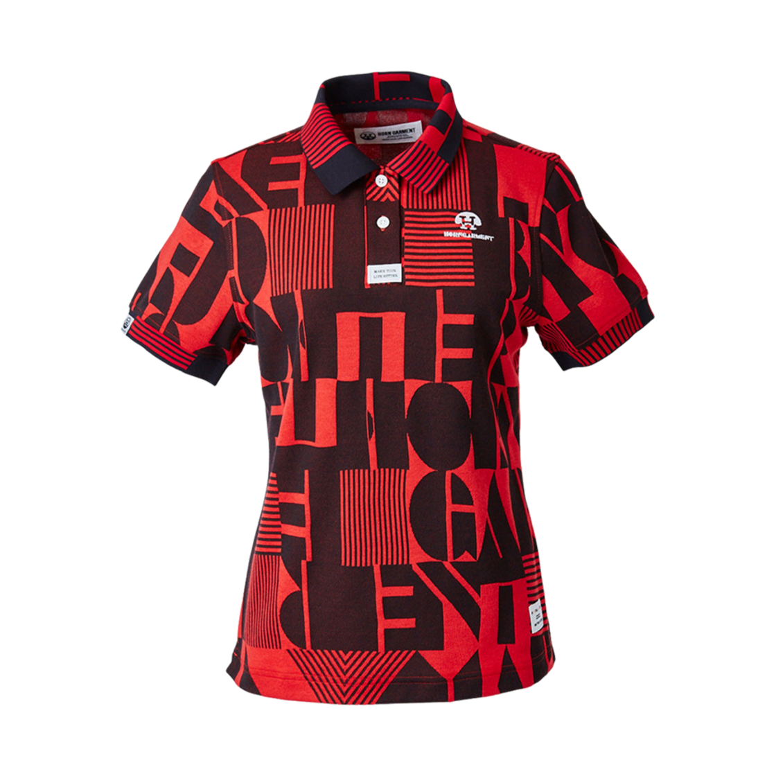 HCW-2C-AP03 (W) Horn Garment Golf Wear Dialogue Jaquard Polo T-Shirt Red