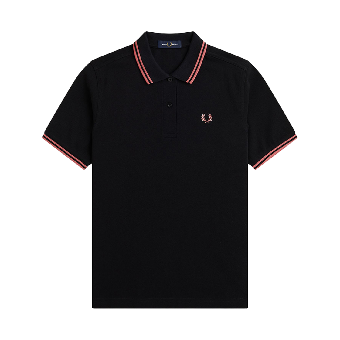 프레드페리 우먼스 G3600 트윈 팁 프레드페리 셔츠 블랙/퍼티핑크(Fred Perry Womens Twin Tipped Fred Perry Shirt Black/Putty Pink) - 1