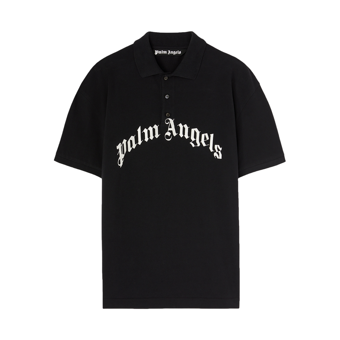 P8TMMS199 PALM ANGELS Curved Logo Polo SS Black
