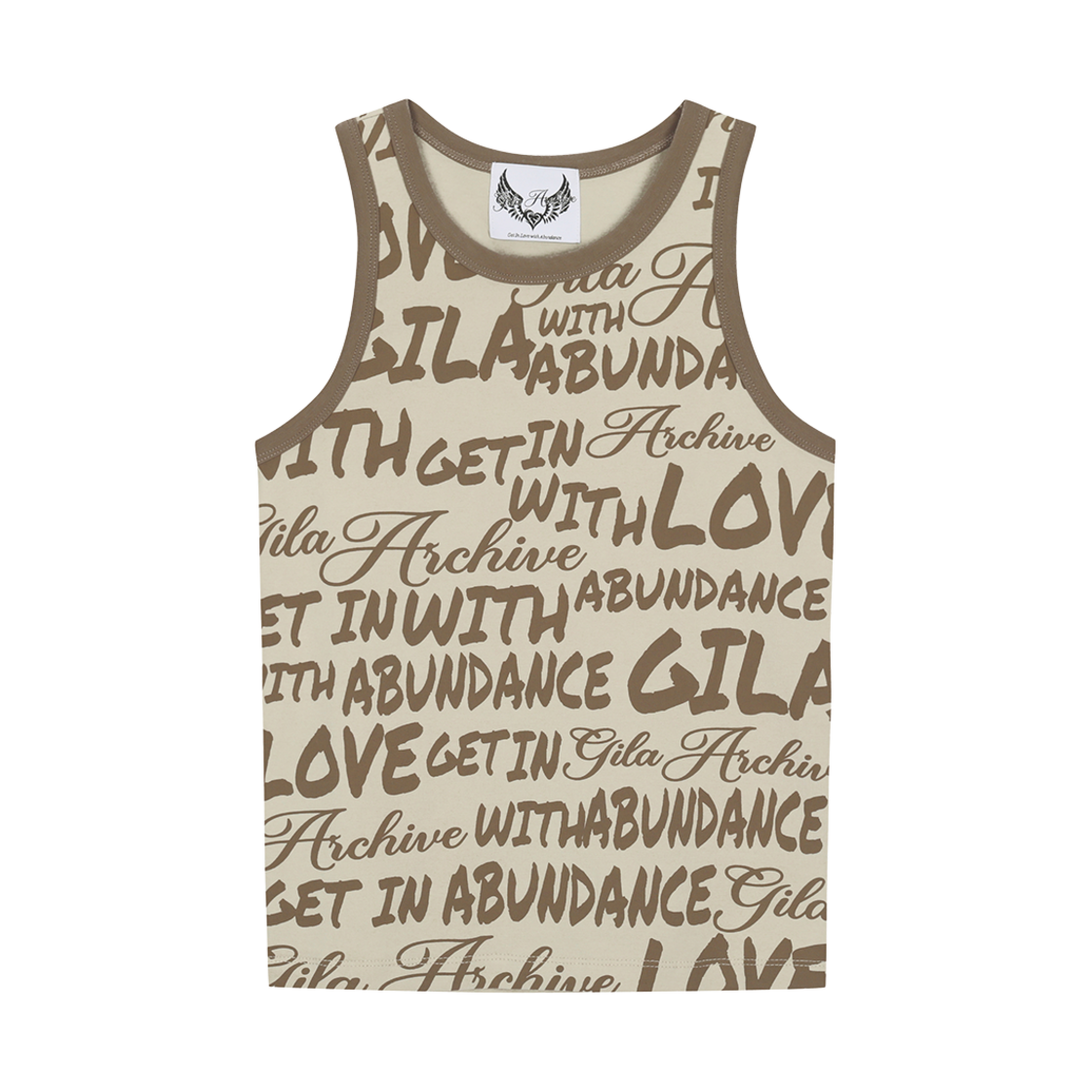 GL25SUTP06BE Gila Archive Two Tone Lettering Sleeveless Beige