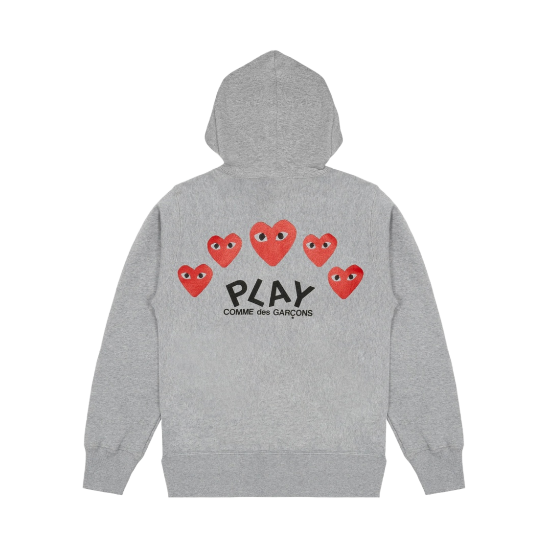 (W) 플레이 꼼데가르송 5 하트 후드 집업 그레이((W) Play Comme des Garcons 5 Hearts Zip Hooded Sweatshirt Grey)