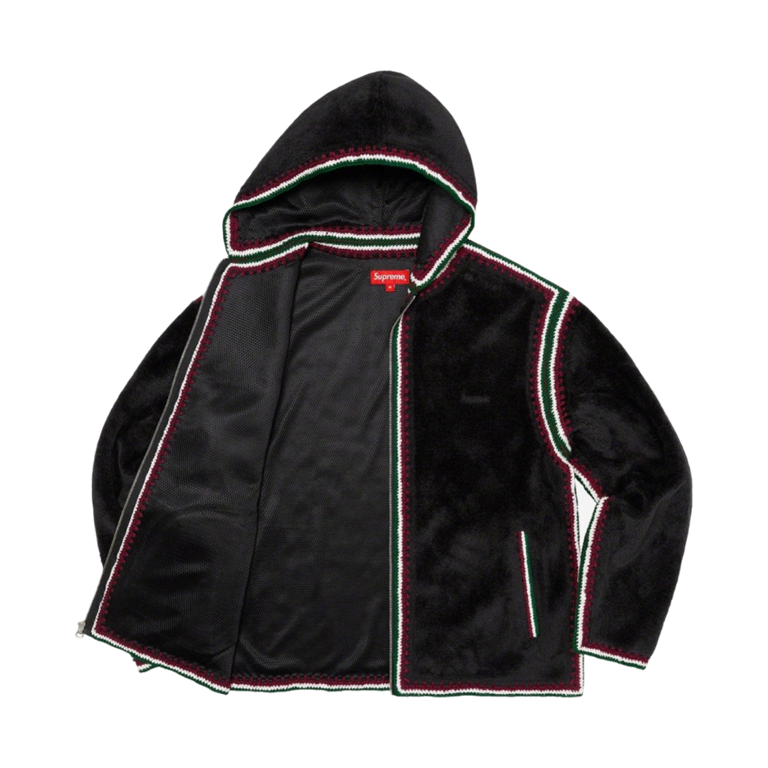 슈프림 크로쉐 엣지 후드 집업 탑 블랙 - 23SS(Supreme Crochet Edge Hooded Zip Up Top Black - 23SS) - 2