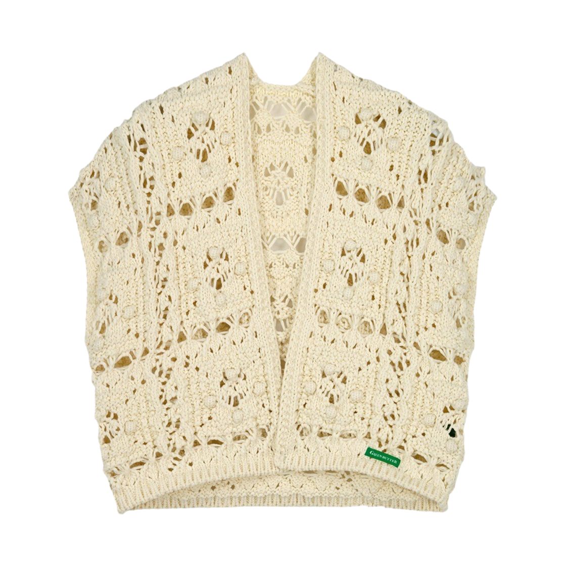 그린 버터 우먼 크로세 폼 볼레로 가디건 라이트 베이지(Green Butter Women Crochet Pom Bolero Cardigan Light Beige) - 1