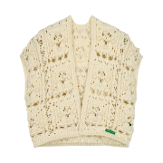 Green Butter Women Crochet Pom Bolero Cardigan Light Beige