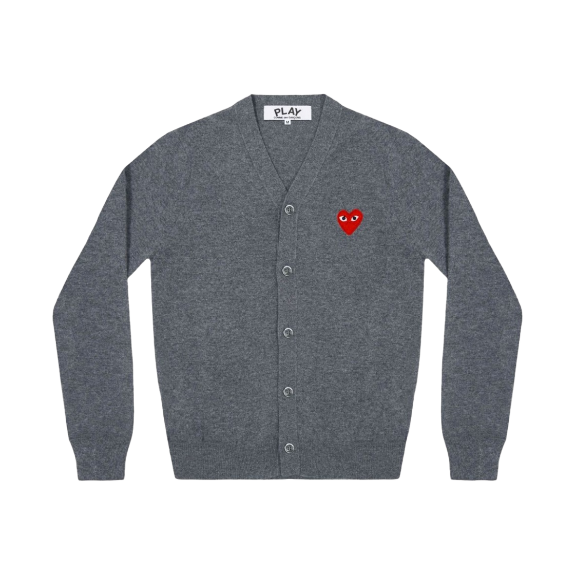 플레이 꼼데가르송 레드 하트 니트 가디건 그레이(Play Comme des Garcons Knit Red Heart Cardigan Grey)