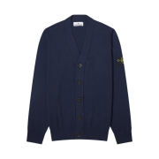 Stone Island 516B2 Wappen Patch V-Neck Knit Cardigan Navy Blue - 24SS