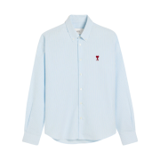 AMI de Coeur Button Down Stripped Cotton Oxford Shirt Sky Blue Natural White