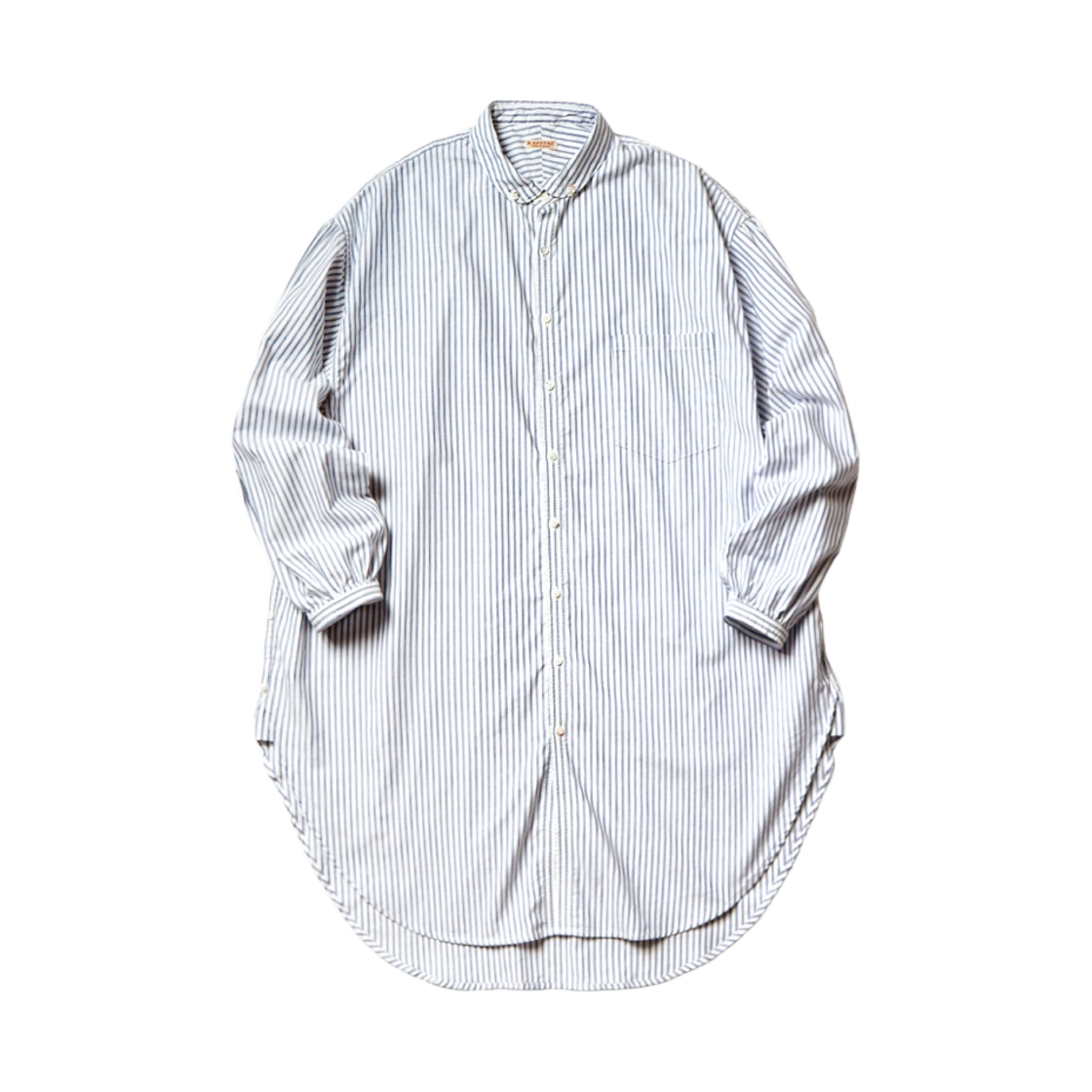 캐피탈 OX 스트라이프 버튼 다운 자이언트 셔츠 블루(Kapital OX Stripe Button Down Giant Shirt Blue) - 1