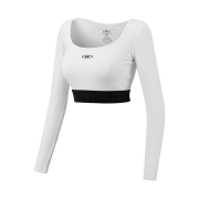 BORN TO WIN W Reflective Out Band Crop Long Sleeve White