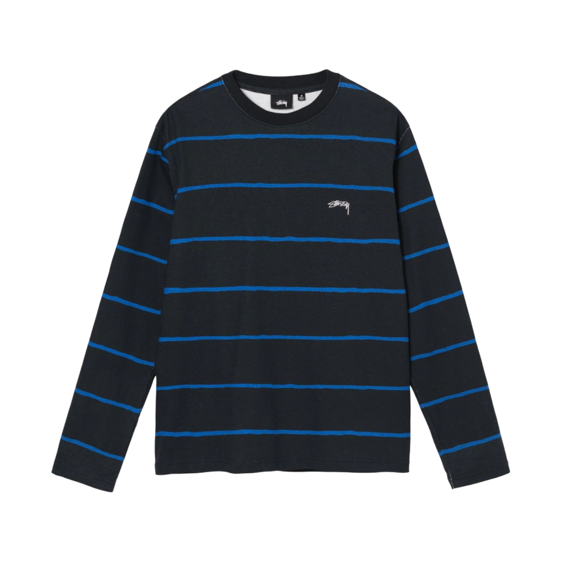 스투시 핸드 드로운 스트라이프 롱슬리브 크루넥 블랙