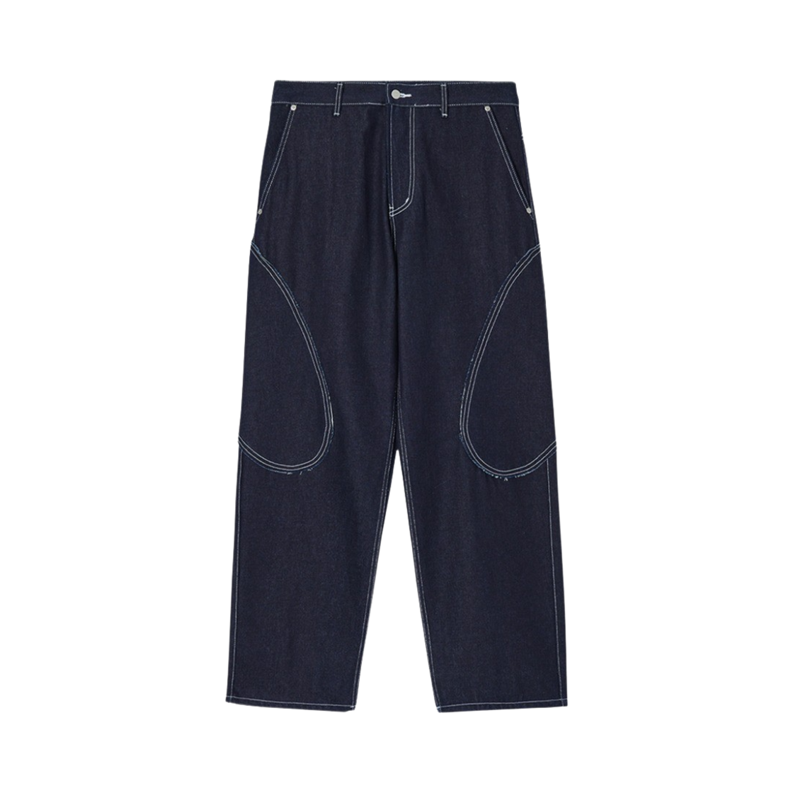 타이핑 미스테이크 커브드 라인 와이드 데님 팬츠 딥 인디고 - 22FW(Typing Mistake Curved Line Wide Denim Pants Deep Indigo - 22FW)
