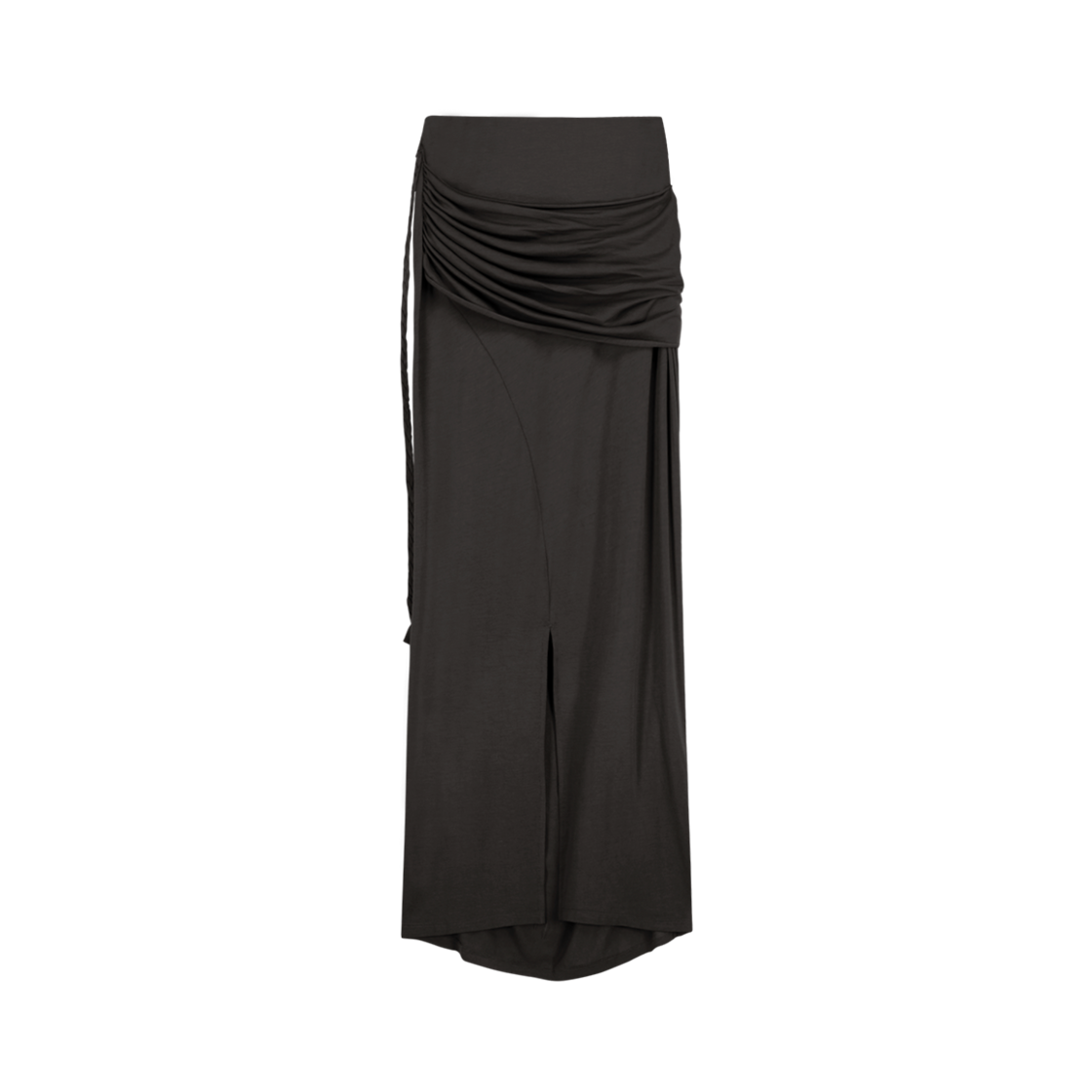 25SS-SK04-CC OJOS Layering Draped Maxi Skirt Charcoal