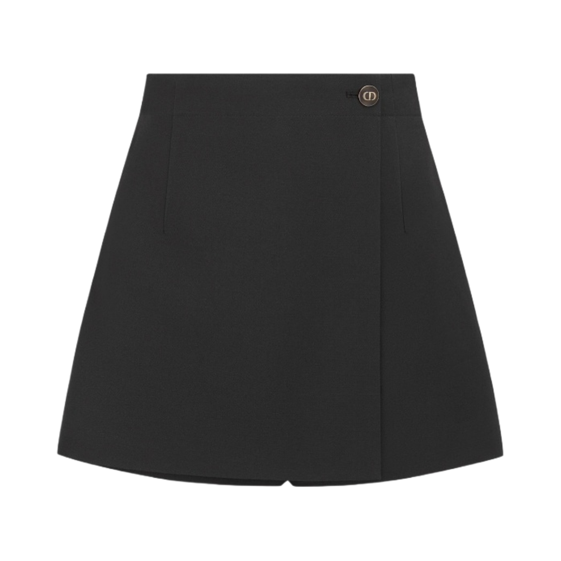 121P45B1166-X9000 (W) Dior Skort with CD Button Black Wool and Silk
