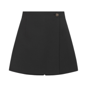(W) Dior Skort with CD Button Black Wool and Silk