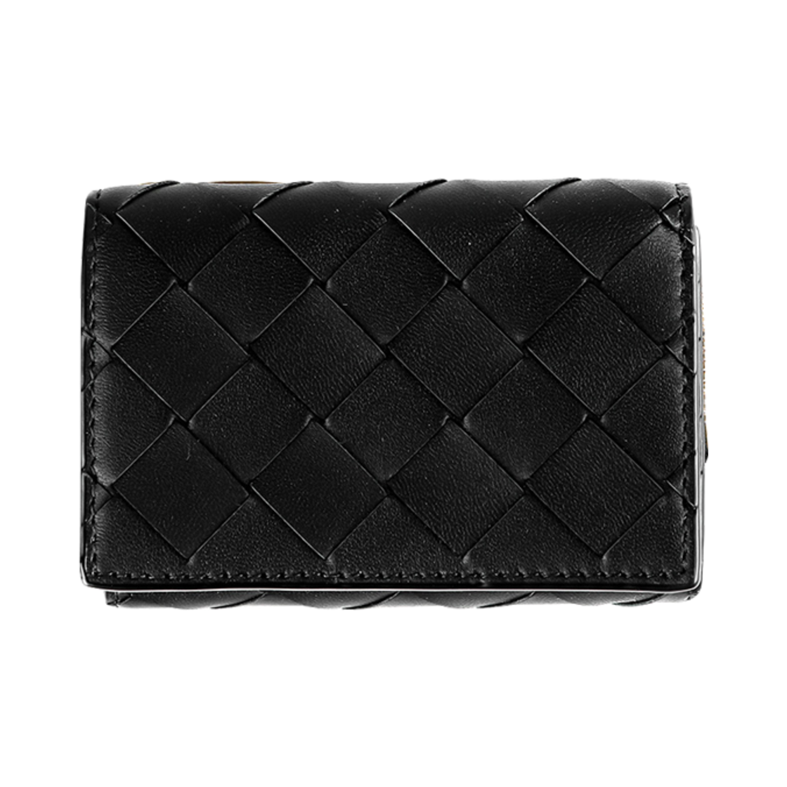 690568V3UH28425 Bottega Veneta Intrecciato Calfskin Bi-Fold Wallet Black