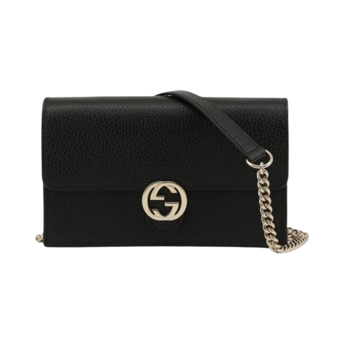 구찌 GG 인터로킹 체인 스트랩 지갑 블랙