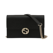 Gucci GG Interlocking Chain Strap Wallet Black
